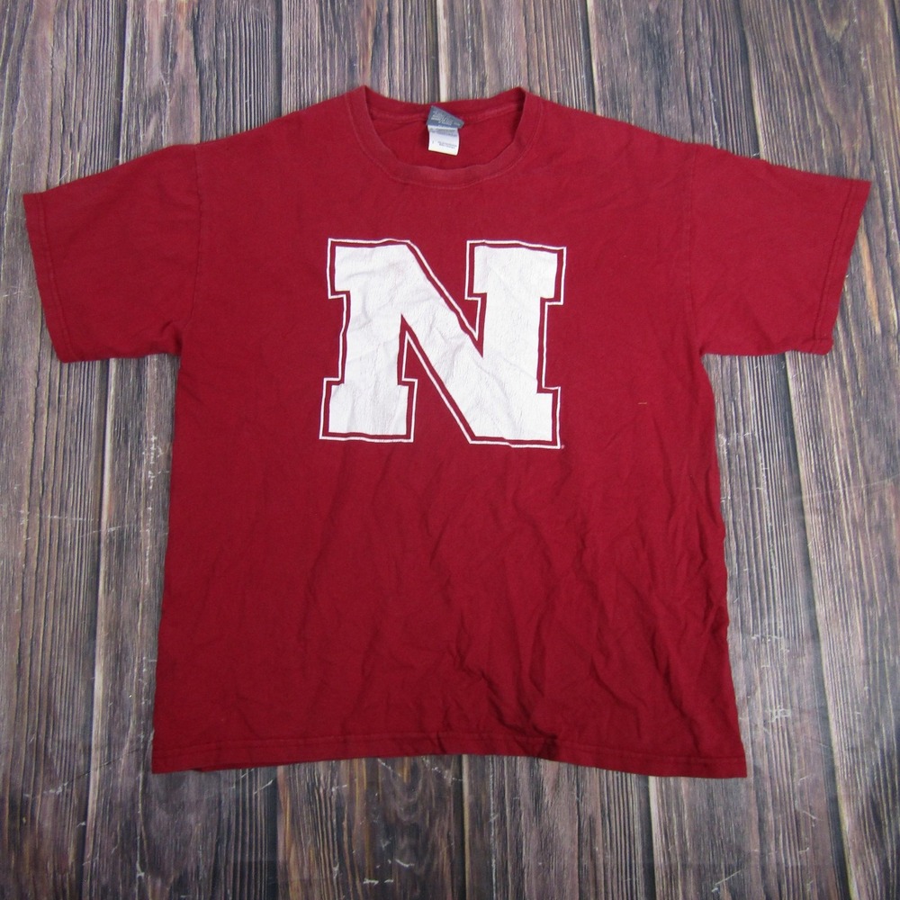 Nebraska Cornhuskers Shirt Mens Large Red NCAA Football Camp David Graphic Tee‎